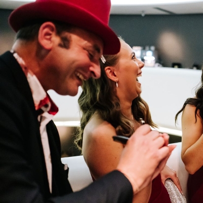 Danny Jurmann, aka Red Hat Magic, has won Most Entertaining Party Magician