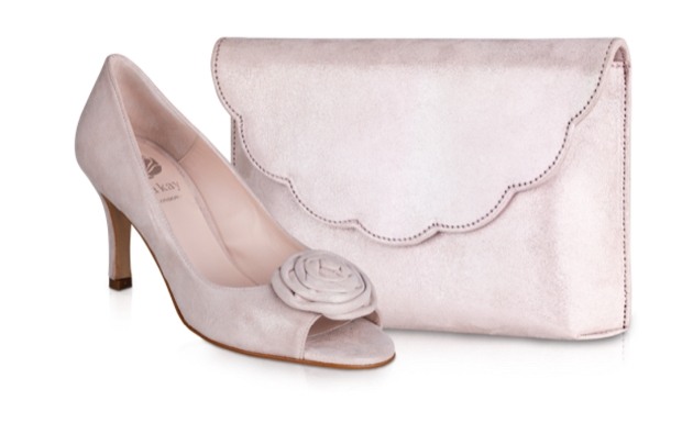 Blush pink shoes deals and bag for wedding