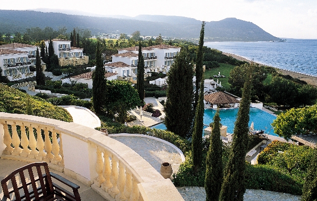 balcony view to mountains sea and gardens below