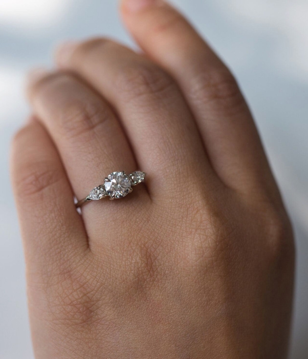 A bride wearing an engagement ring