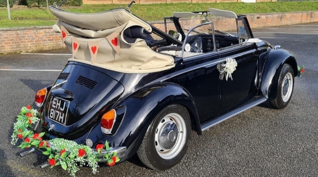 Decorated wedding car