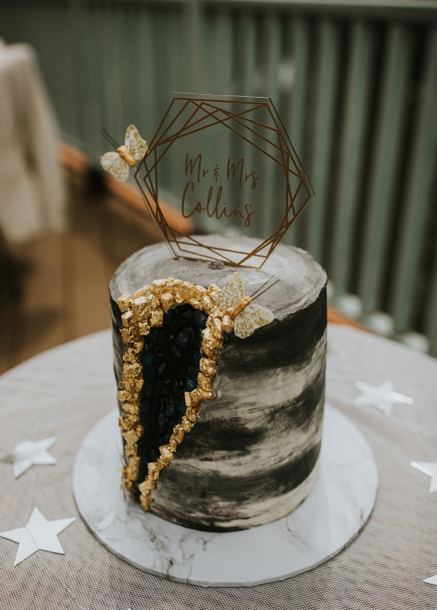 Silver and gold cake