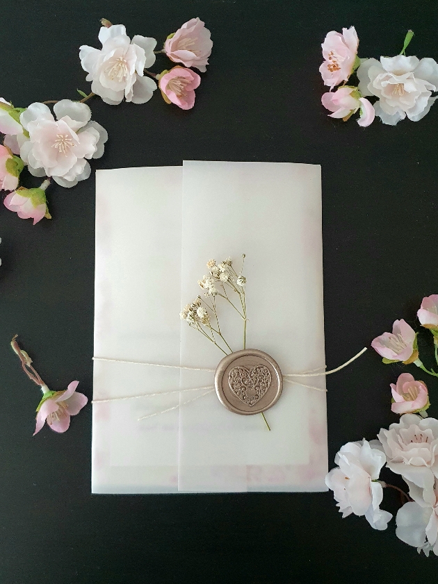 Cherished Cards have introduced dried flowers into their handmade wedding stationery