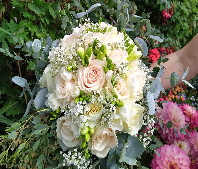 bridal bouquet of cream flowers 