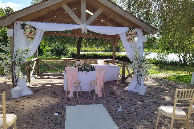 outdoor gazebo covered in drapes