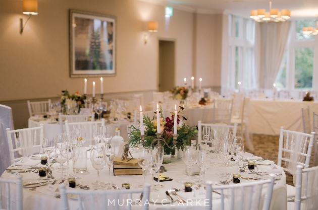 Wedding breakfast setup inside Hartsfield Manor