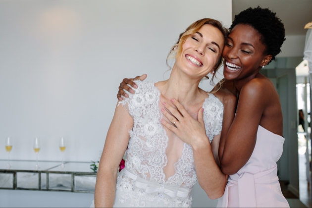 Brides smiling