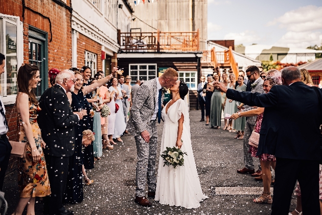 Confetti shot outside Brooklands Museum