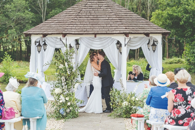 Couple getting married at Lythe Hill Hotel & Spa