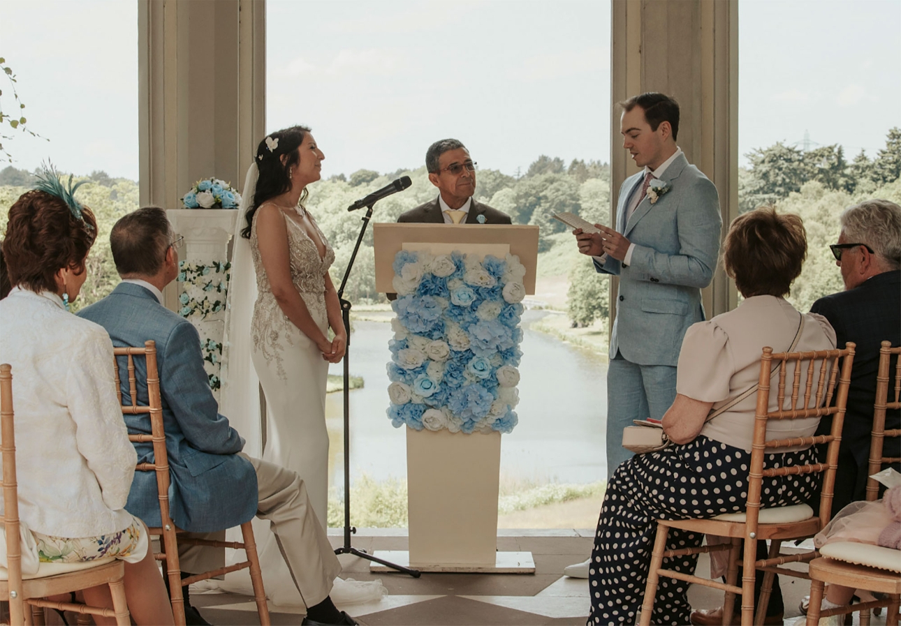 Groom reading vows