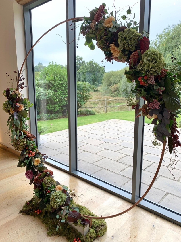 Moongate frame decorated with flowers