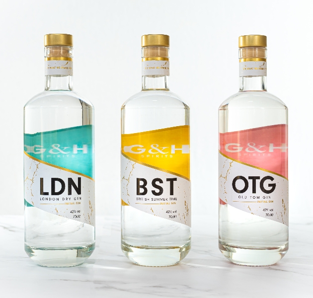 three bottles of gin