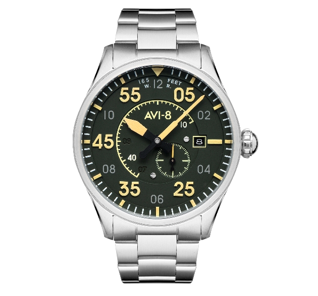 metal watch green face