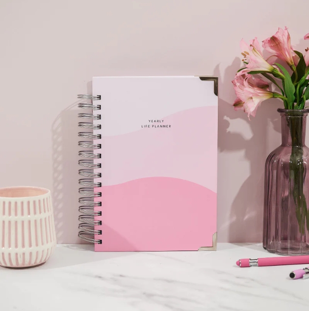 pink and white journal