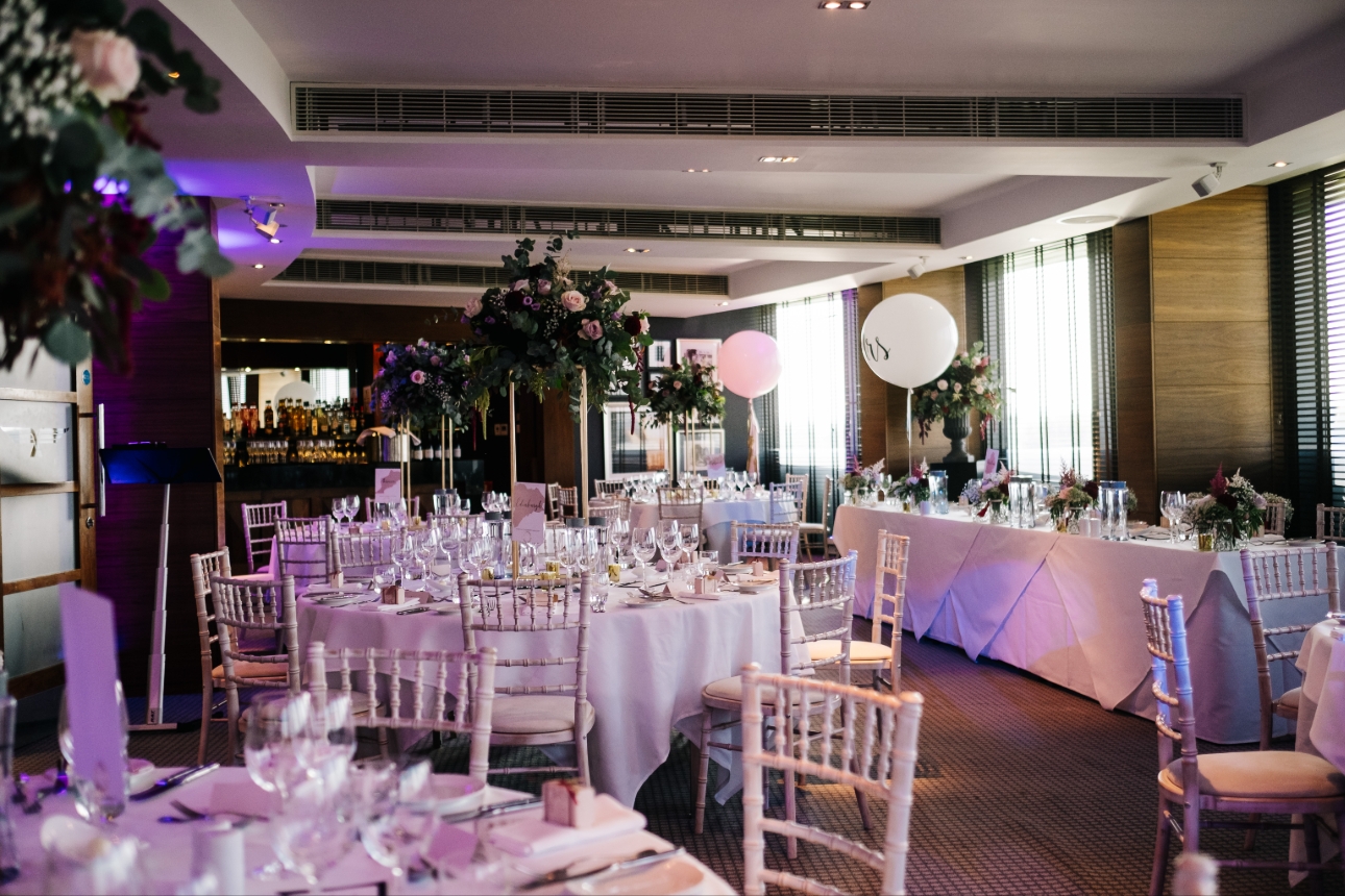 wedding suite with tables set up 