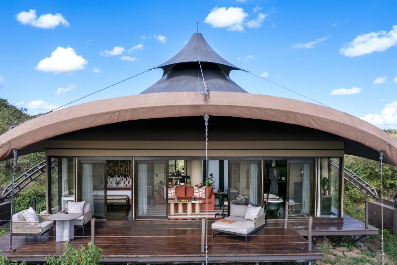 luxury tent in grassland