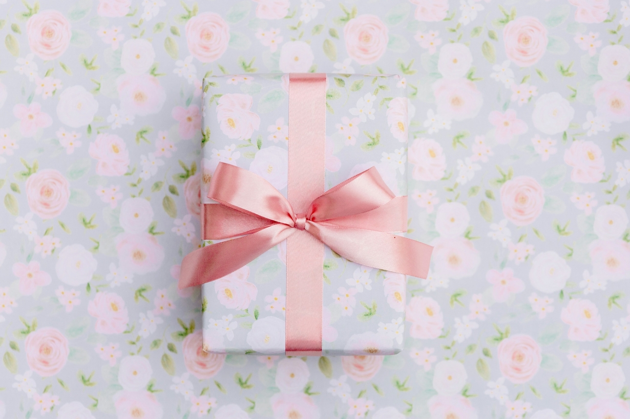pretty floral gift with bow