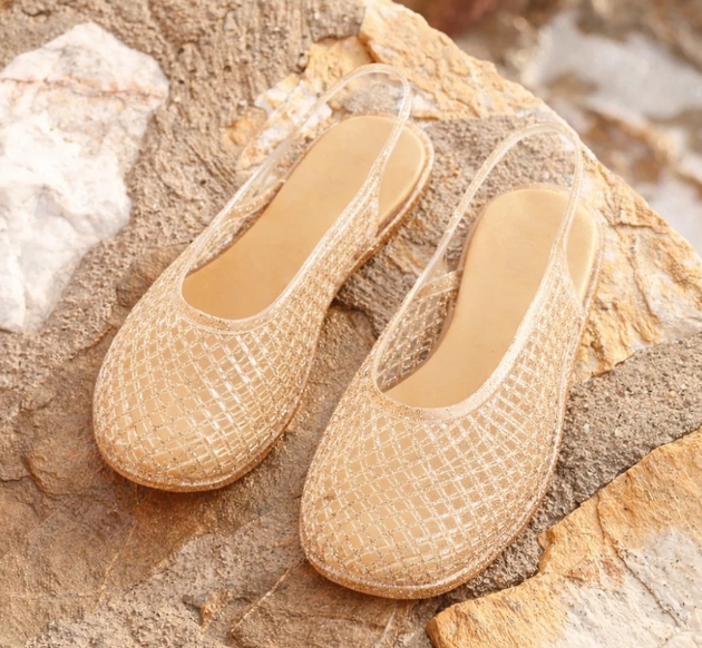 Nude Glitter Jelly Sling Back Sandals