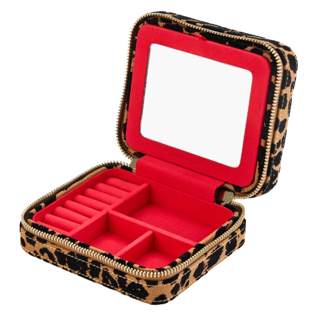 leopard print travel jewellery case