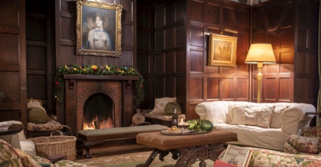 interior of manor house lots of wood panelling